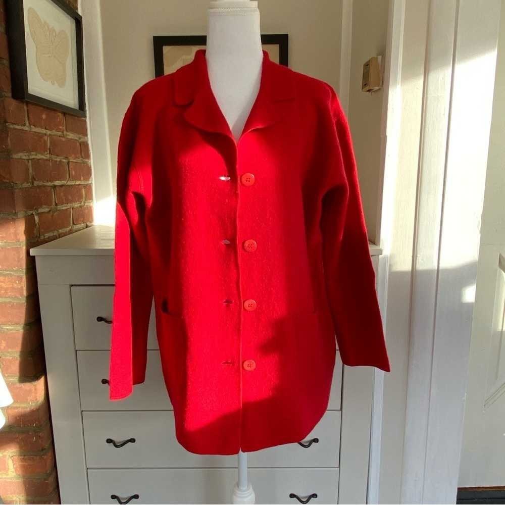 Vibrant Red Button-Up Coat